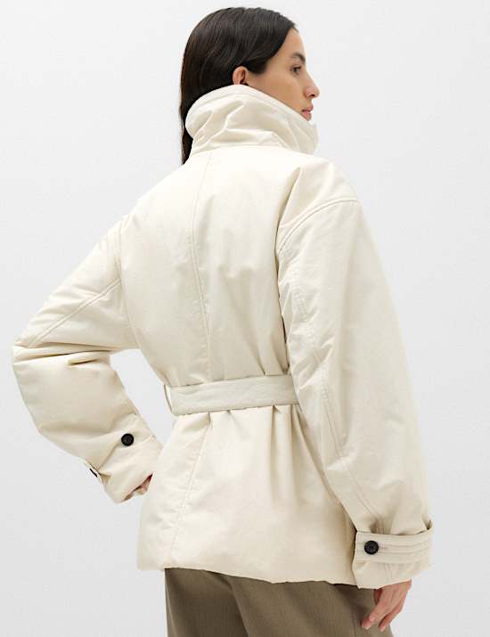 Pure Cotton Thermowarmth Belted Funnel Neck Coat
