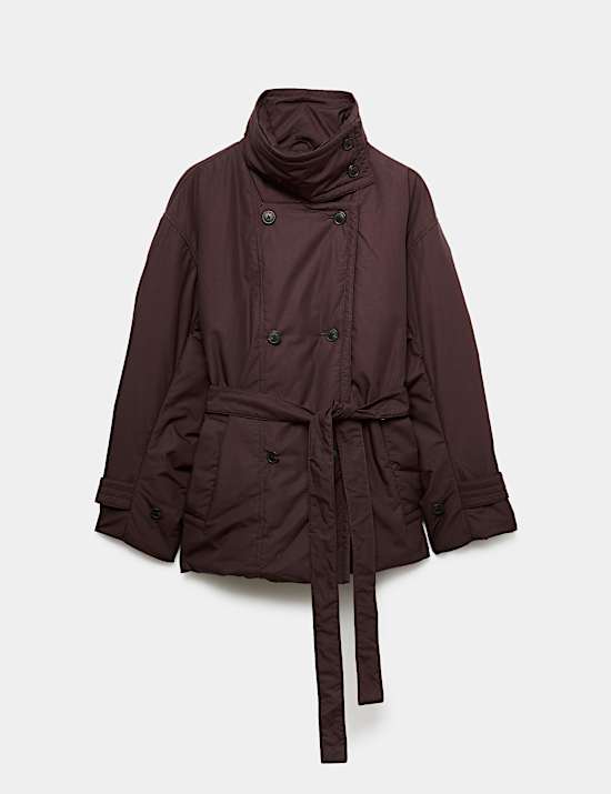 Pure Cotton Thermowarmth Belted Funnel Neck Coat