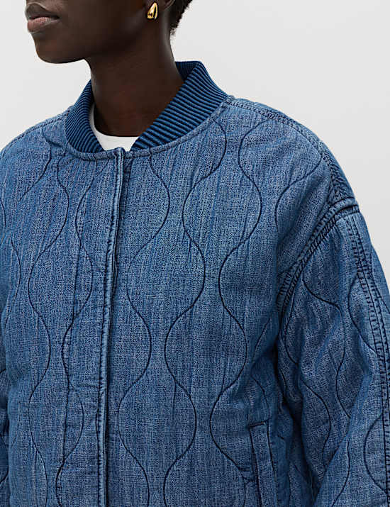 Pure Cotton Quilted Waisted Jacket