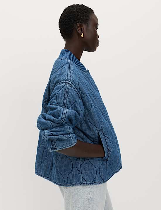 Pure Cotton Quilted Waisted Jacket