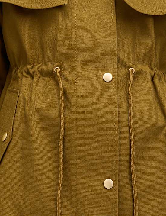 Pure Cotton Waisted Collared Cape Coat