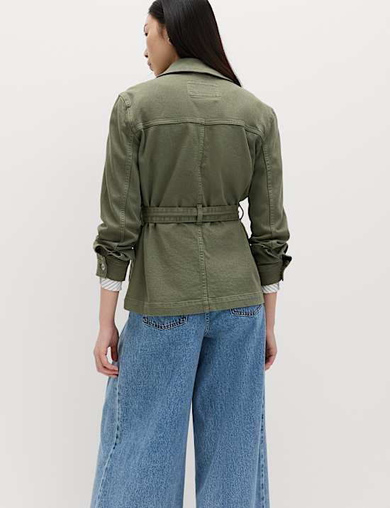 Denim Belted Collared Utility Shacket