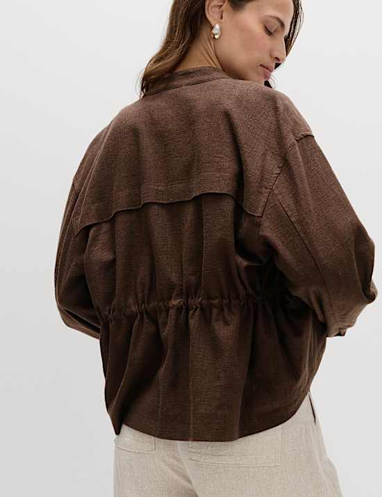 Linen Blend Lightweight Utility Jacket