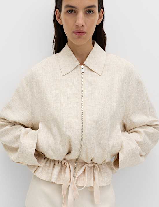 Linen Blend Lightweight Harrington Jacket