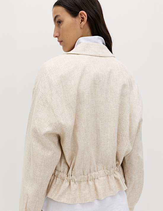 Linen Blend Lightweight Harrington Jacket