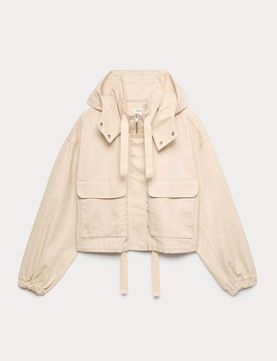 Kurze Funktionsjacke aus reiner Baumwolle