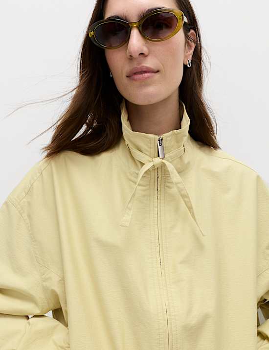 Cotton Rich Funnel Neck Bomber Jacket