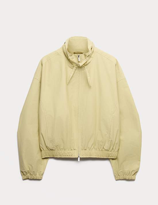Cotton Rich Funnel Neck Bomber Jacket
