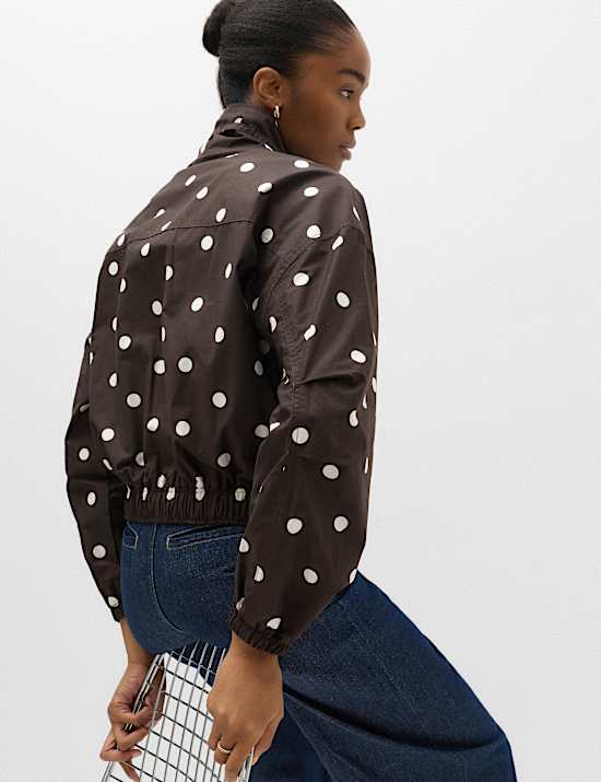 Cotton Rich Funnel Neck Bomber Jacket