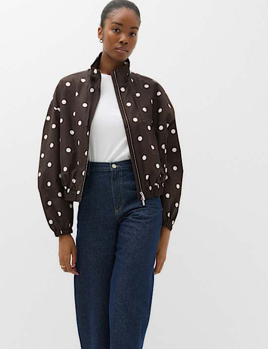 Cotton Rich Funnel Neck Bomber Jacket