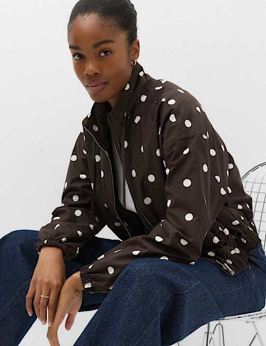 Cotton Rich Funnel Neck Bomber Jacket