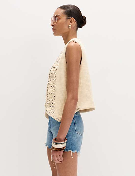 Pure Cotton Studded Gilet
