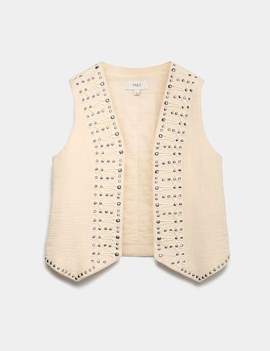 Pure Cotton Studded Gilet
