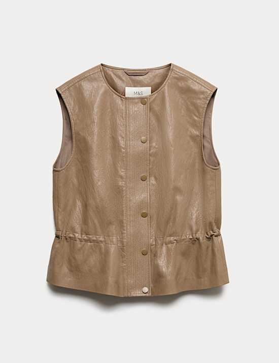 Faux Leather Utility Gilet