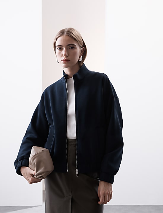 Cotton Rich High Neck Jacket