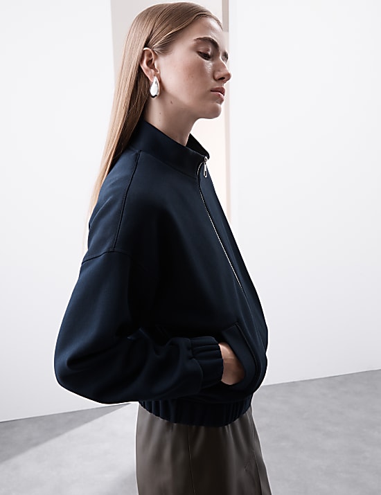 Cotton Rich High Neck Jacket