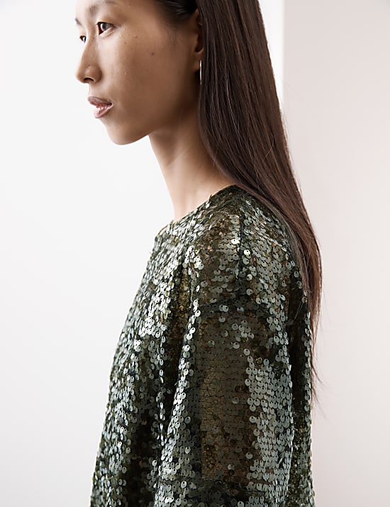 Sequin Round Neck T-Shirt
