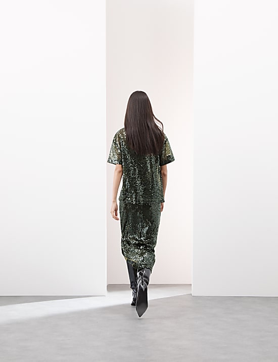 Sequin Round Neck T-Shirt