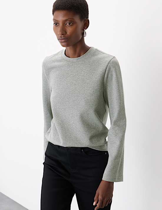 Cotton Rich Crew Neck Top