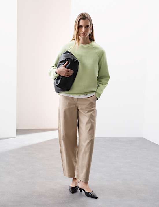 Sweat en coton m&eacute;lang&eacute; &agrave; col rond