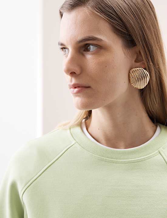 Sweat en coton m&eacute;lang&eacute; &agrave; col rond