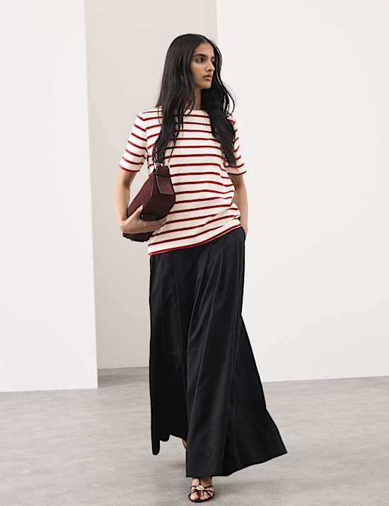 T-shirt en coton &agrave; rayures