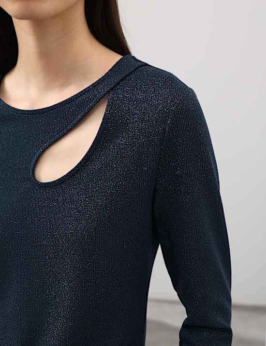 Jersey Sparkly Cut Out Top