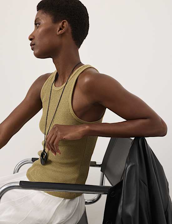 Cotton Rich Sparkly Waffle Tank Top