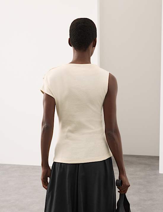 Pure Cotton Ruched Asymmetrical Top