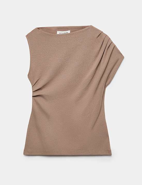 Pure Cotton Ruched Asymmetrical Top