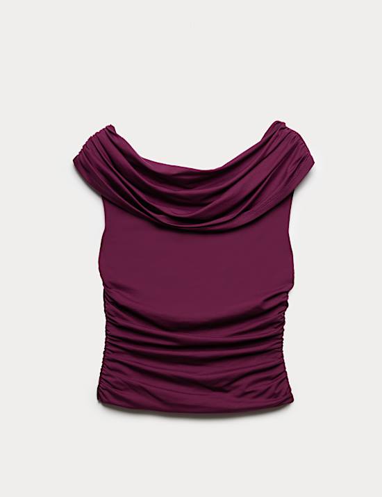 Lyocell Rich Draped Bardot Top
