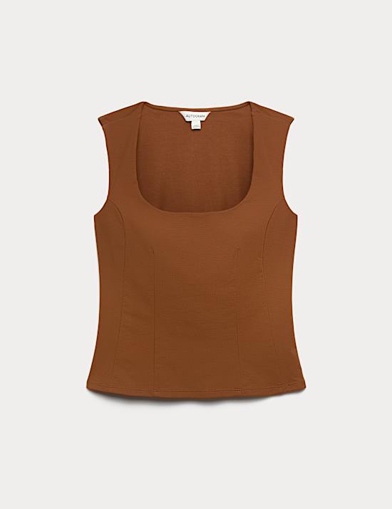 Lyocell Rich Scoop Neck Fitted Vest