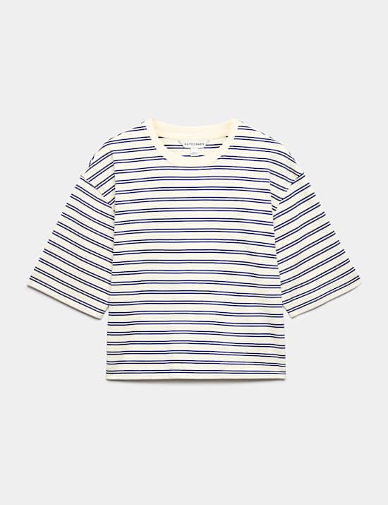 Camiseta informal de rayas 100 % algod&oacute;n