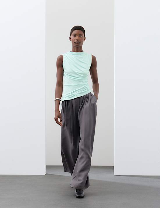 Jersey Draped Vest Top with Silk
