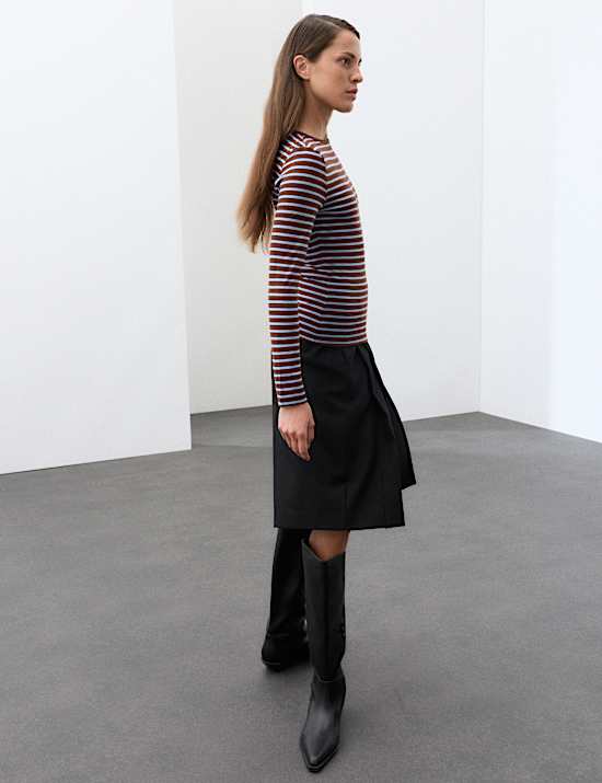 Striped Regular Fit Top with Wool