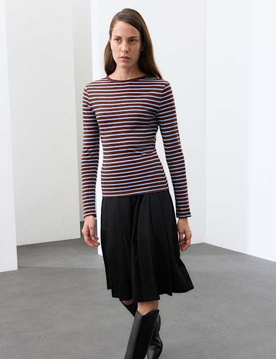 Striped Regular Fit Top with Wool