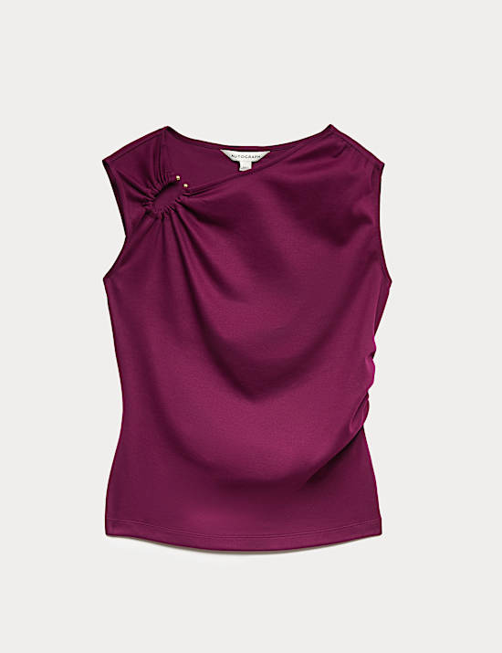 Top en coton &agrave; volant et d&eacute;tail en m&eacute;tal