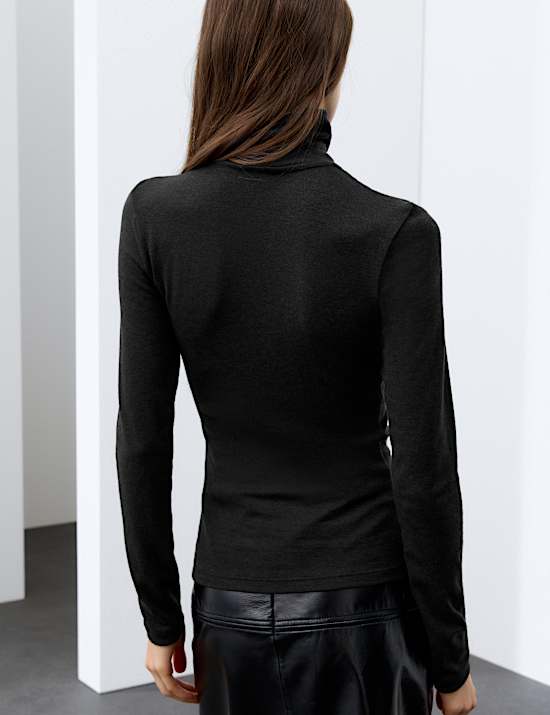 Funnel Neck Fitted Half Zip Top with Lyocell