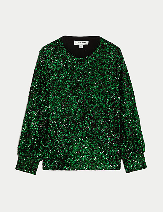 Sequin Round Neck Blouse