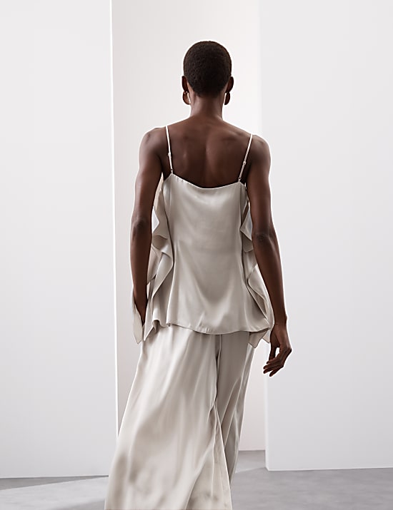 Pure Silk Ruffle Cami Top