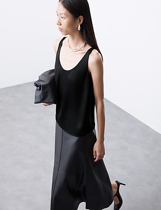 Satin Scoop Neck Cami Top