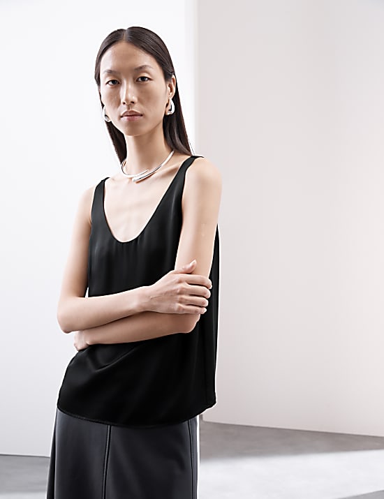 Satin Scoop Neck Cami Top