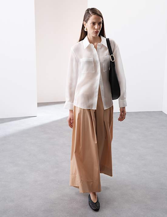 Πουκάμισο οργάντζα από 100% μετάξι