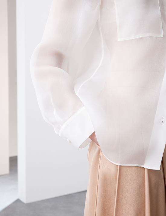 Πουκάμισο οργάντζα από 100% μετάξι