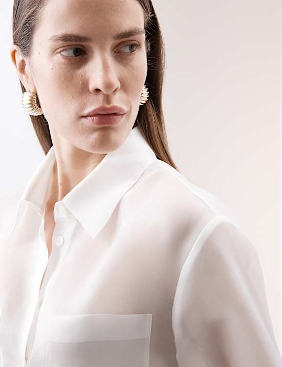 Πουκάμισο οργάντζα από 100% μετάξι