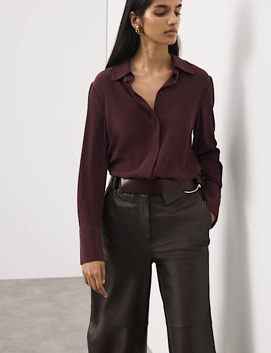 Pure Silk Collared Shirt