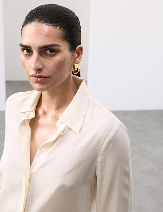 Pure Silk Collared Shirt