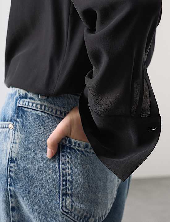 Chemise 100 % soie avec encolure