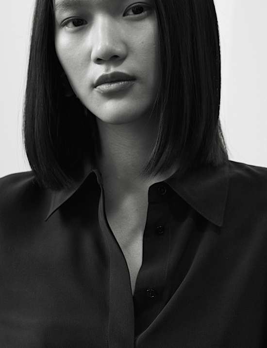 Chemise 100 % soie avec encolure