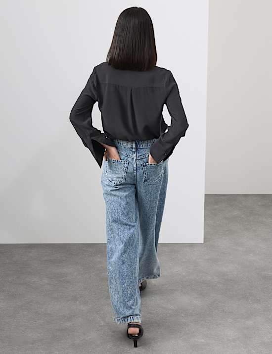 Chemise 100 % soie avec encolure